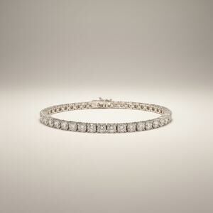 Jewelry Solid 925 Sterling Silver Moissanite Tennis Bracelet 8” Long 4mm Wide